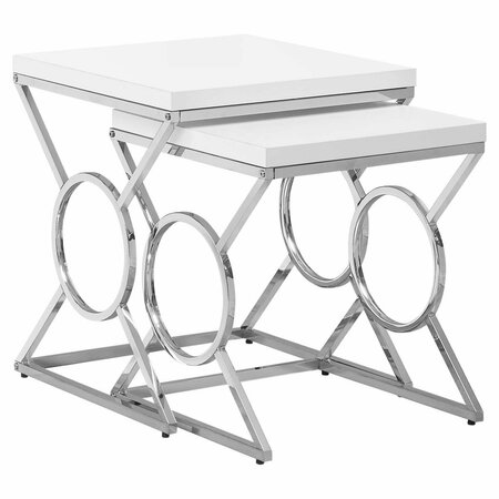 DAPHNES DINNETTE Glossy White & Chrome Metal Nesting Table Set - 2 Piece DA2618174
